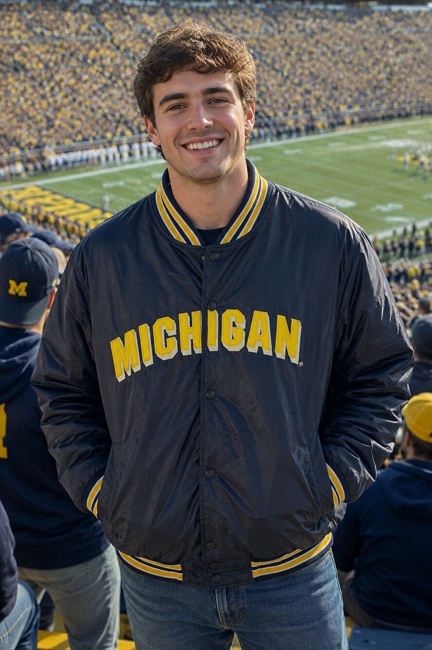Vintage Michigan Wolverines Steve And Barrys Bomber Jacket Men's XXL